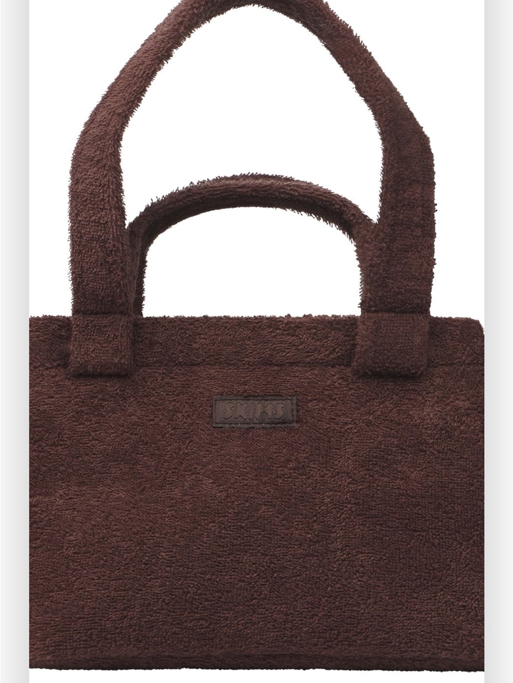 NWT SKIMS Terry Mini Tote Bag Dark Sepia Brown OS New With Tags SOLD OUT